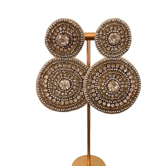 Jewelry - Silver Beaded Statement Earrings